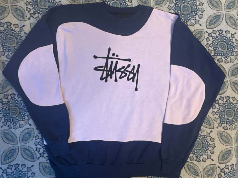 Vintage Stüssy Rework Cut and Sew Graphic Crewneck Sweatshirt
